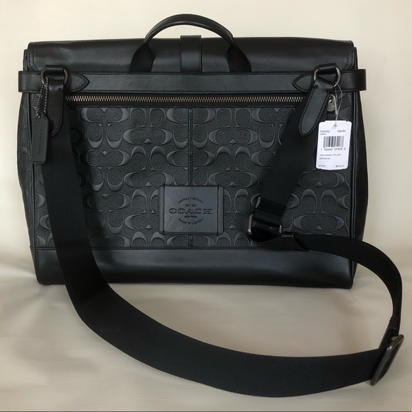 COACH Hudson Messenger Signature Black Leather - Picture 2 of 7